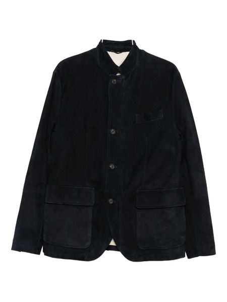  Eleventy Patch Pocket Suede Jacket - Blue 