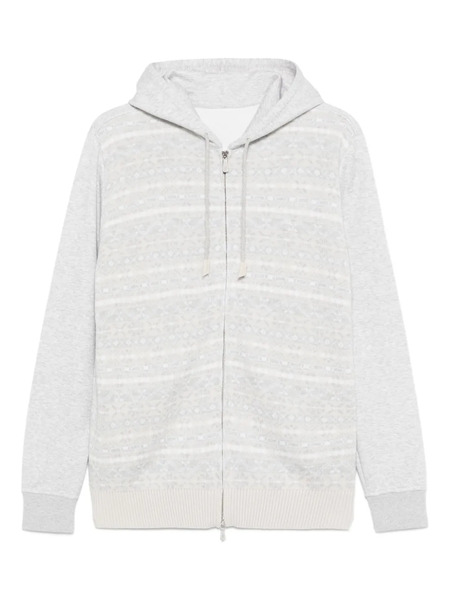  Eleventy Patterned Wool Hoodie - Grey 