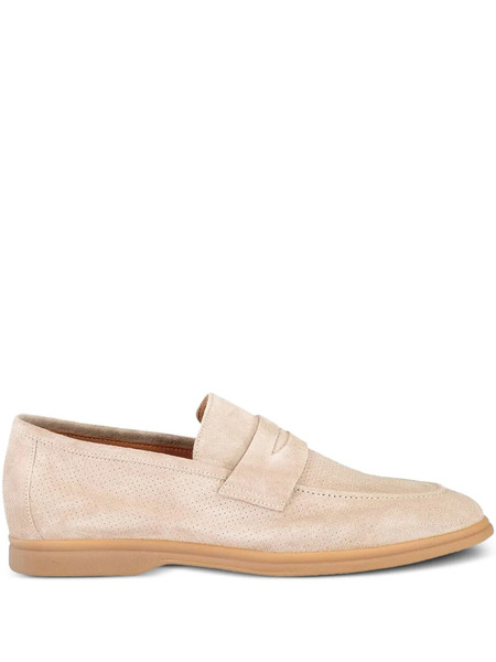  Eleventy Perforated Suede Loafers - Neutrals 