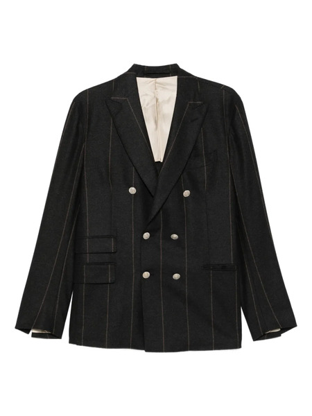  Eleventy Pinstripe Double-breasted Suit - Black 
