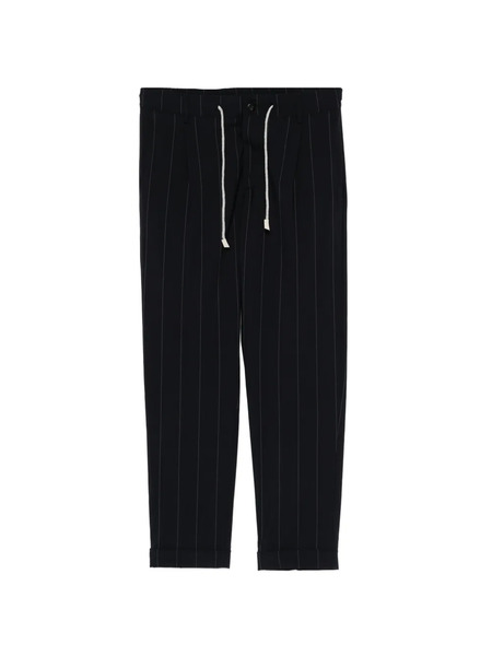  Eleventy Pinstripe-pattern Drawstring Trousers - Blue 