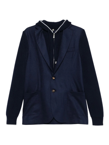  Eleventy Ribbed Hooded Jacket - Blue 