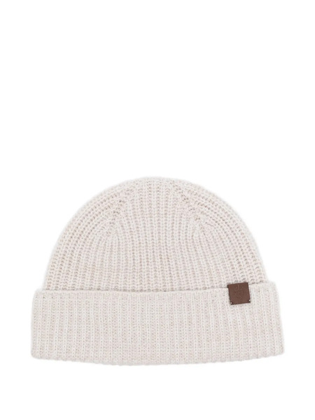  Eleventy Ribbed Logo-patch Beanie - Neutrals 