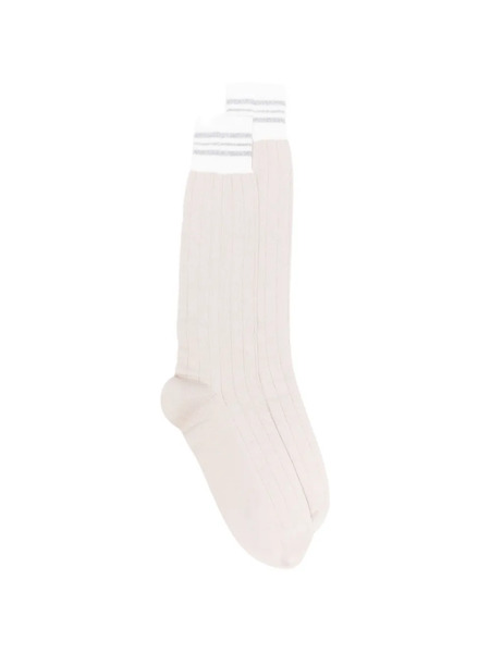  Eleventy Ribbed Striped Socks - Neutrals 