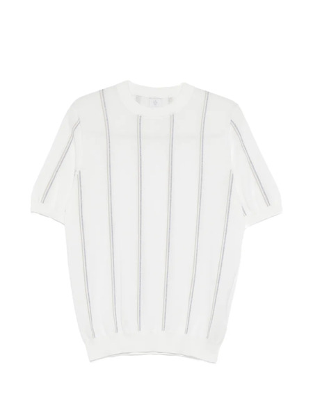  Eleventy Round-neck Striped Sweater - Neutrals 