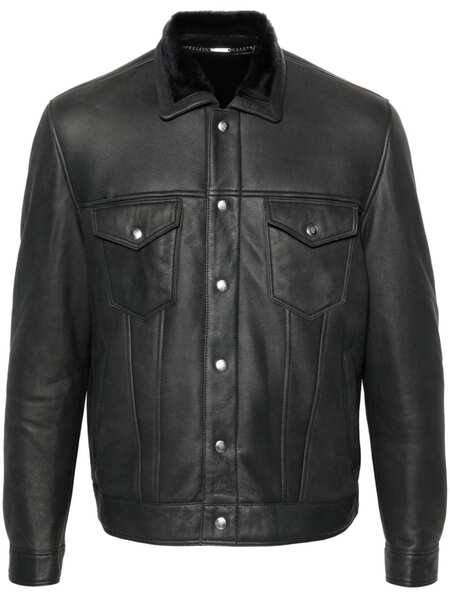  Eleventy Seam-detail Leather Jacket - Black 