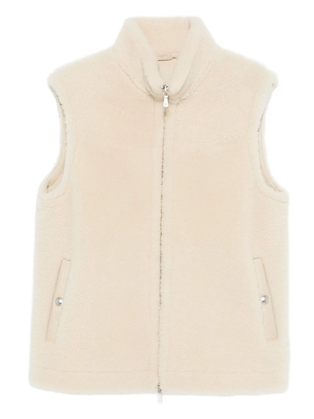  Eleventy Shearling Zip-front Gilet - Neutrals 