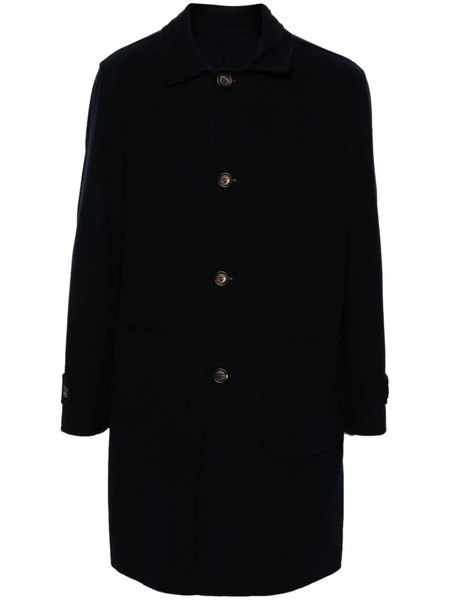  Eleventy Single-breasted Reversible Wool Coat - Blue 