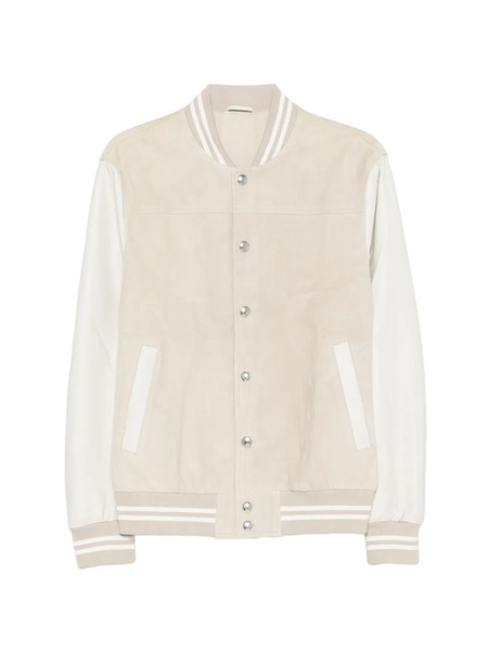  Eleventy Striped Bomber Jacket - Neutrals 