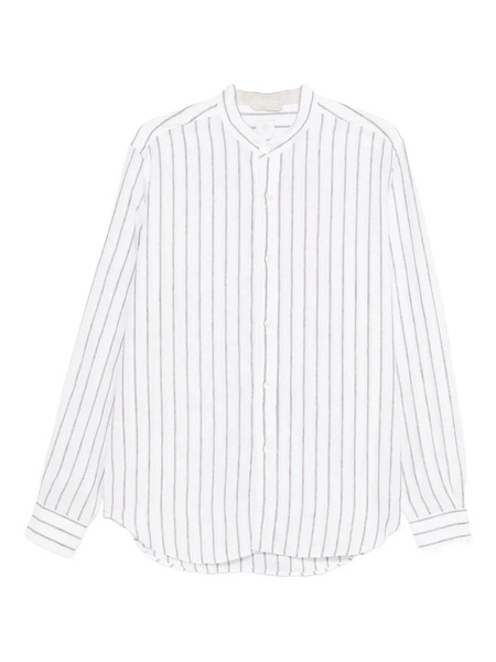  Eleventy Striped Collarless Shirt - White 
