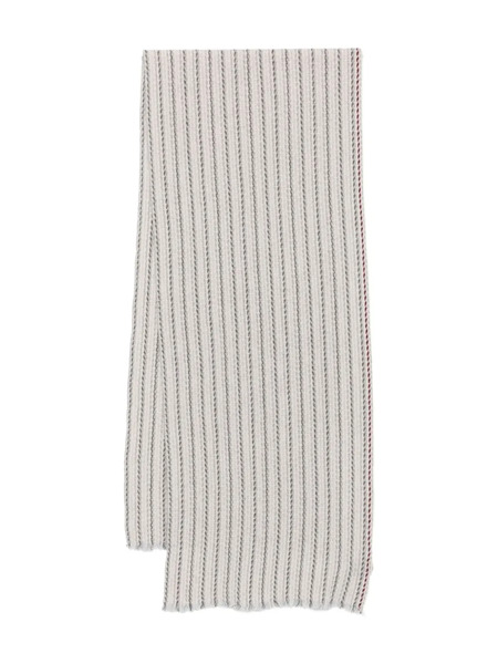  Eleventy Striped Frayed-edge Scarf - Neutrals 