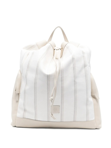  Eleventy Striped-pattern Drawstring Backpack - White 