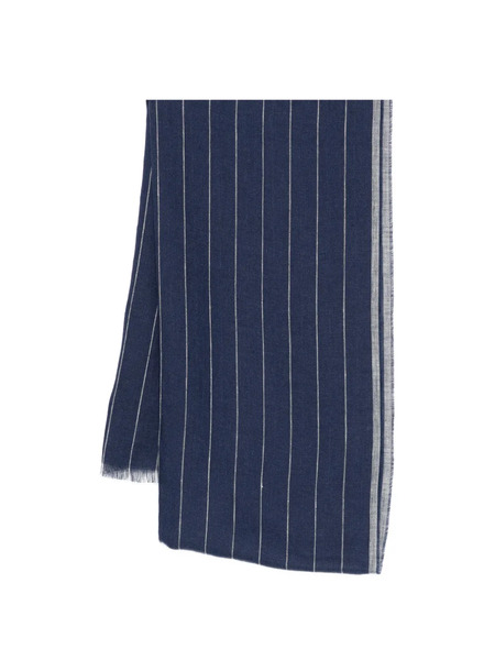  Eleventy Striped-pattern Fringed Scarf - Blue 