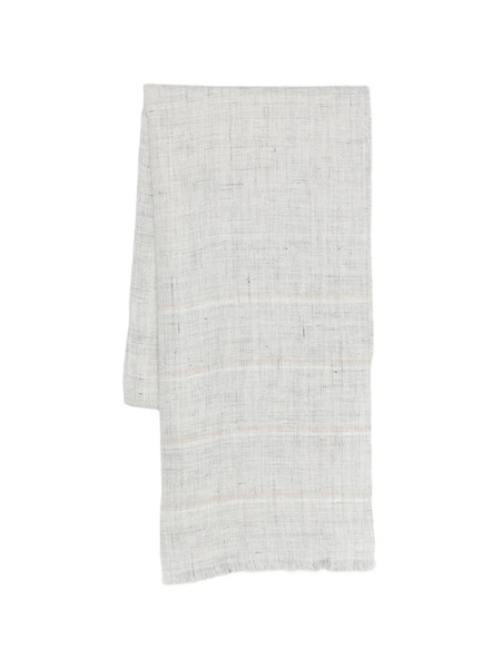  Eleventy Striped-pattern Linen Scarf - Grey 