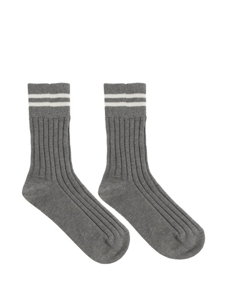  Eleventy Striped Ribbed Socks - Grey 