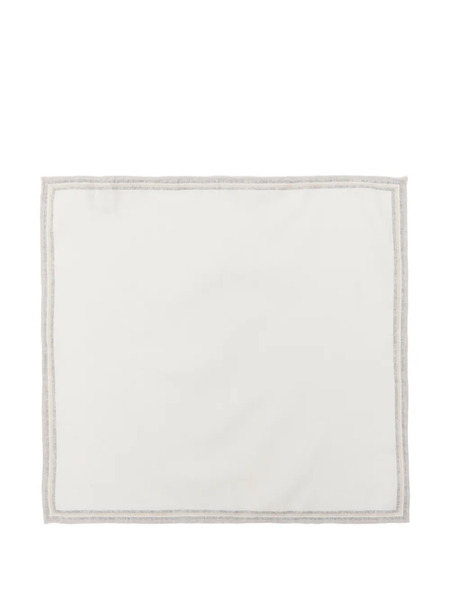  Eleventy Striped-trim Pocket Square - Neutrals 