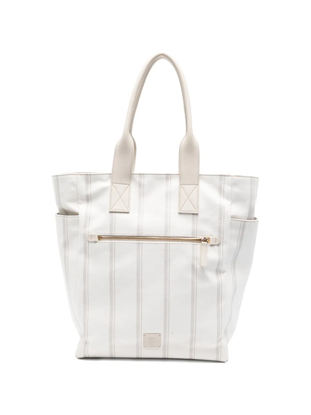  Eleventy Striped Zip Tote Bag - White 