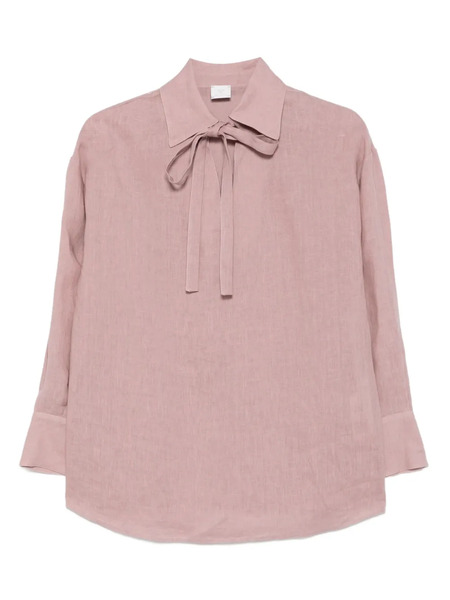  Eleventy Tie-neck Linen Blouse - Pink 