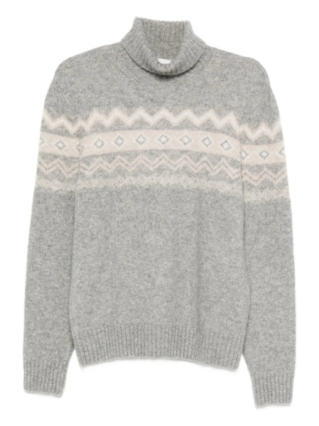  Eleventy Turtleneck Jacquard Sweater - Grey 