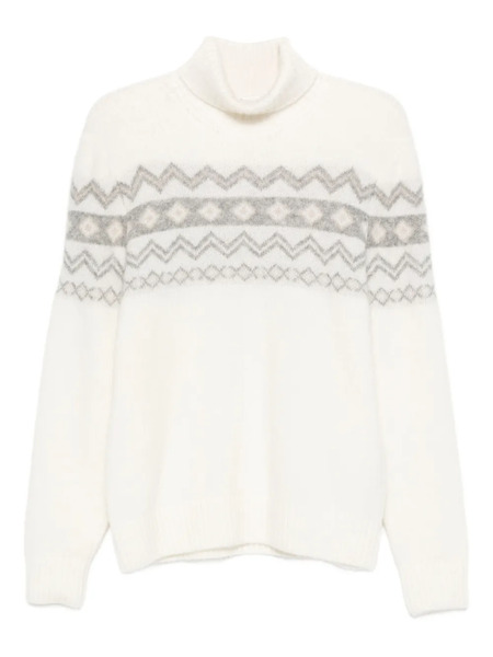  Eleventy Turtleneck Jacquard Sweater - Neutrals 