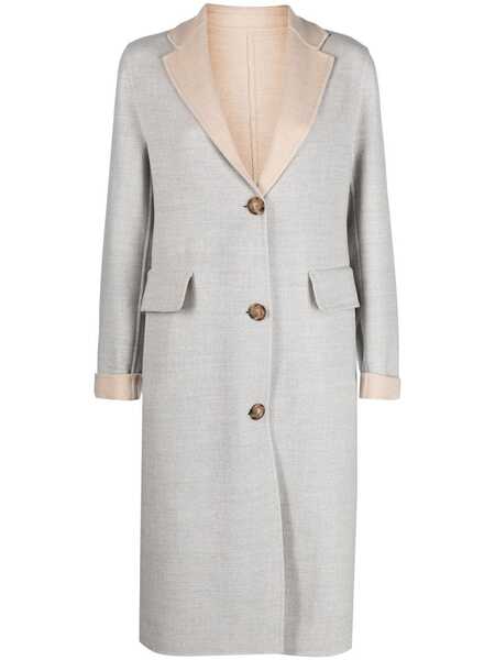  Eleventy Two-tone Single-breasted Wool Coat - Grey 