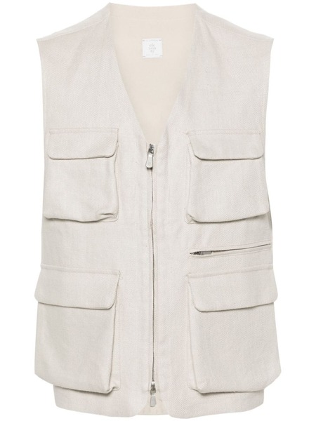  Eleventy V-neck Linen Vest - Neutrals 