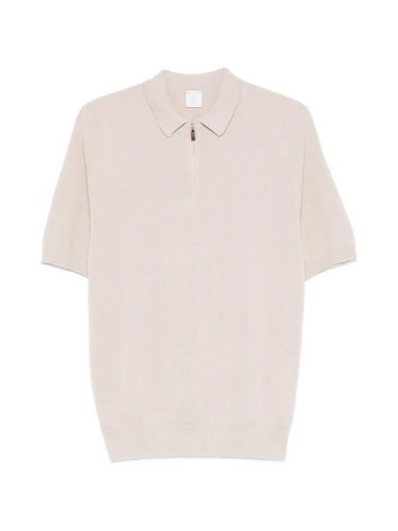  Eleventy Zip Ribbed Polo Shirt - Neutrals 