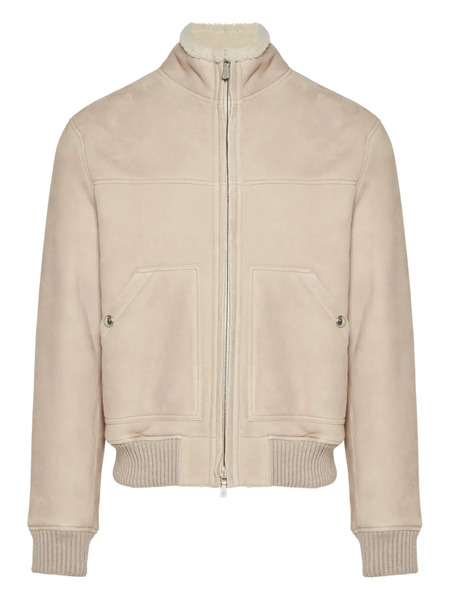  Eleventy Zip Shearling Jacket - Neutrals 