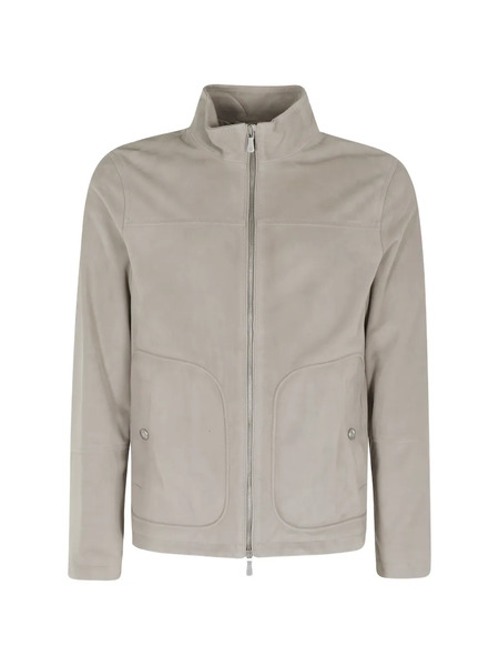 Eleventy Zip-up Leather Jacket - Grey 