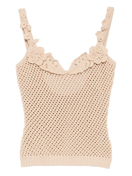  Elie Saab Mesh-embellished Top - Neutrals 