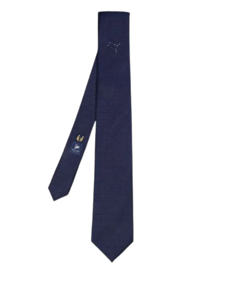  Elios Milano Gemini Geometric-pattern Silk Tie - Blue 