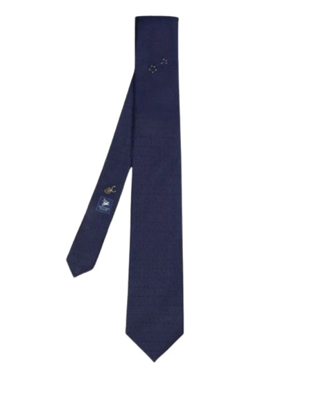  Elios Milano Scorpio Geometric-pattern Silk Tie - Blue 