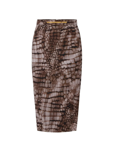  Elisabetta Franchi Alligator-patterned Midi Skirt - Brown 