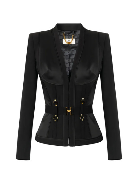  Elisabetta Franchi Bustier V-neck Jacket - Black 
