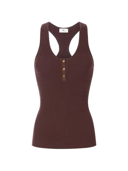  Elisabetta Franchi Buttoned Knit Top - Brown 