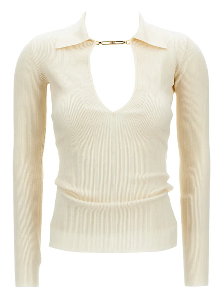  Elisabetta Franchi Chain-detail Ribbed Sweater - Neutrals 