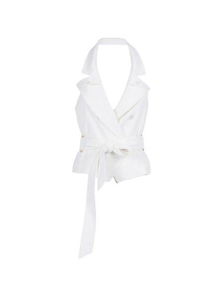  Elisabetta Franchi Double-breasted Belted Vest - White 