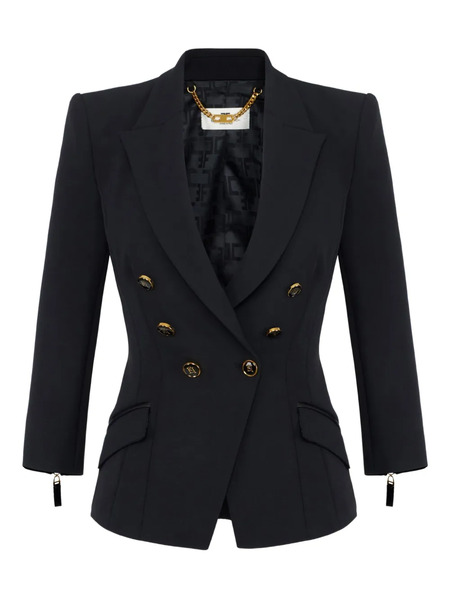  Elisabetta Franchi Double-breasted Gold-button Jacket - Black 