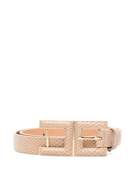  Elisabetta Franchi Embossed-effect Buckled Belt - Neutrals 