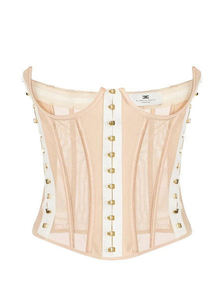  Elisabetta Franchi Geometric Cuts Bustier Top - Neutrals 