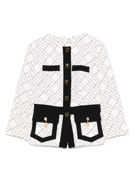  Elisabetta Franchi Geometric-pattern Button Double-crepe Jacket - Neutrals 