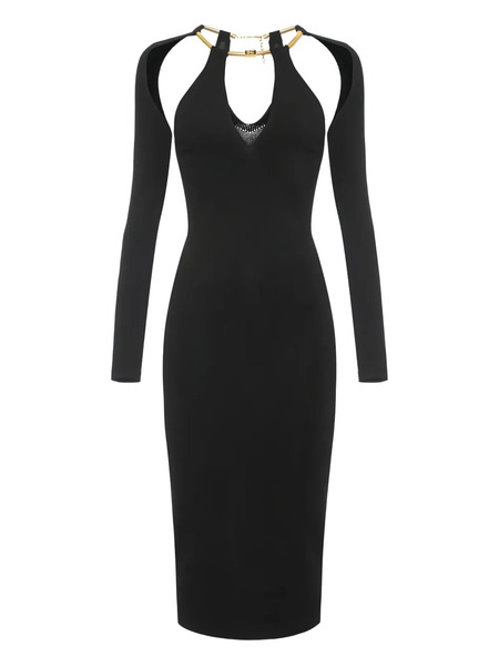  Elisabetta Franchi Halterneck Midi Dress - Black 