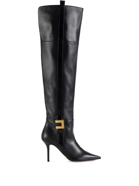  Elisabetta Franchi Leather Logo-plaque Boots - Black 
