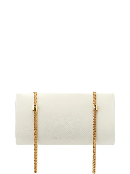  Elisabetta Franchi Logo Python Texture Clutch Bag - Neutrals 