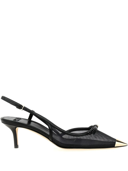  Elisabetta Franchi Mesh Slingback Pumps - Black 
