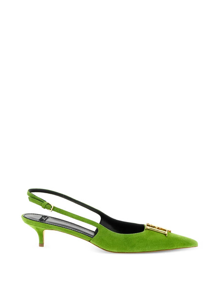  Elisabetta Franchi Metal Logo Suede Slingbacks - Green 
