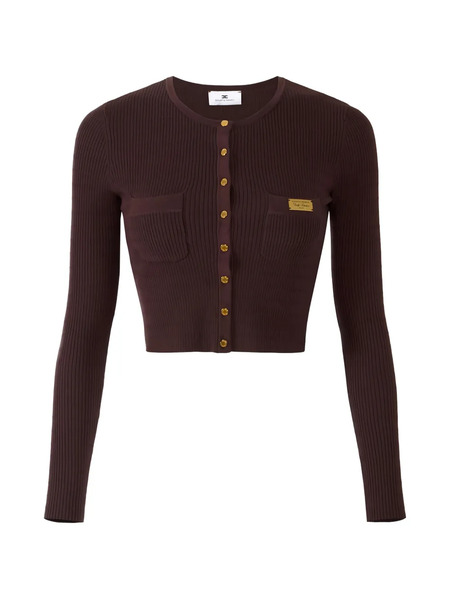  Elisabetta Franchi Micro-braided Buttoned Cardigan - Brown 