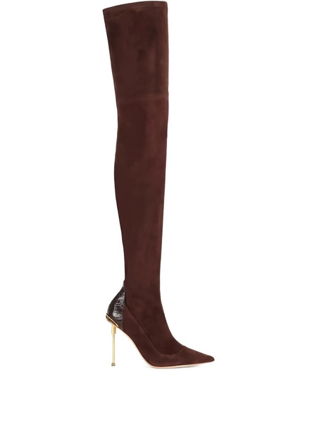  Elisabetta Franchi 100mm Python-print Leather Boots - Brown 