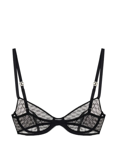  Elisabetta Franchi Monogram Tulle Bra - Black 