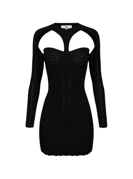  Elisabetta Franchi Openwork Mini Dress - Black 